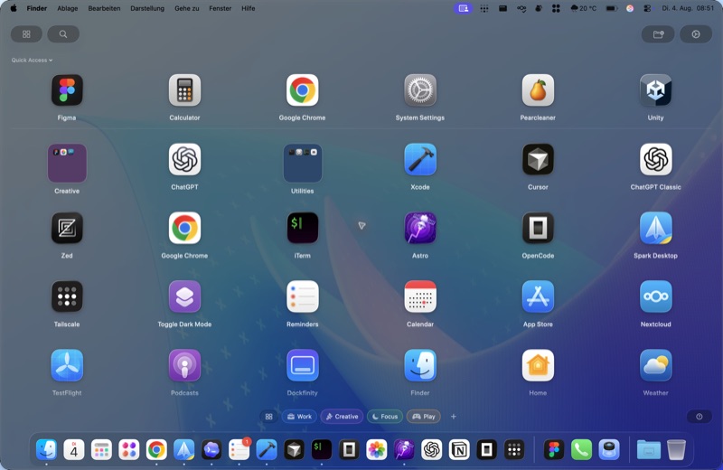 Quick Access: recent, most used and newest apps