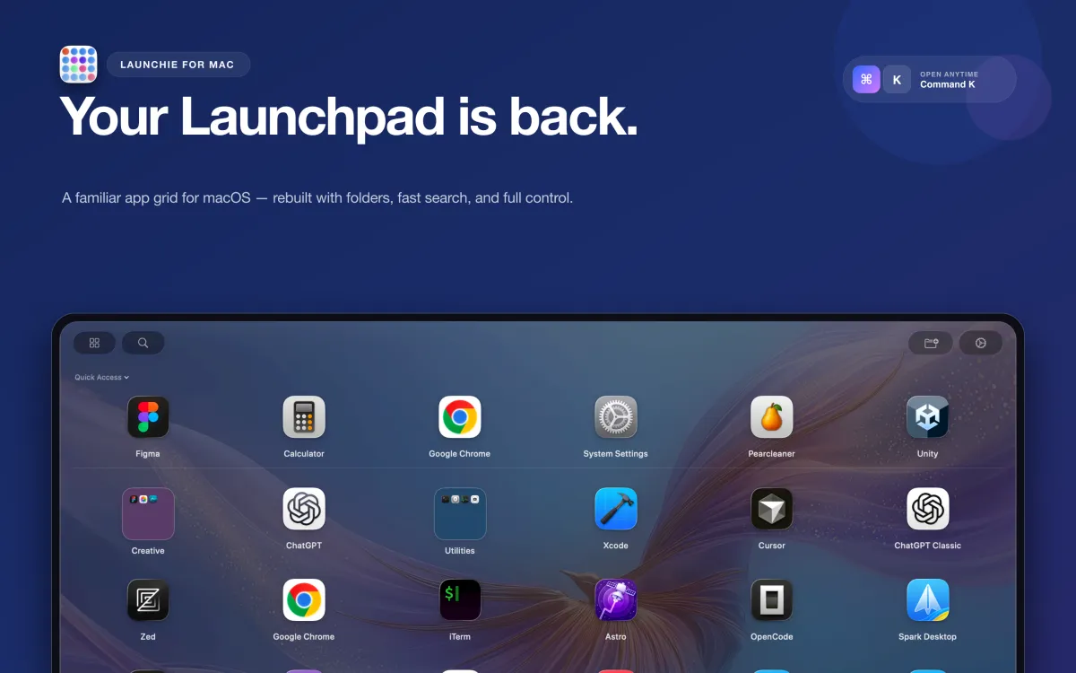 Launchie app grid